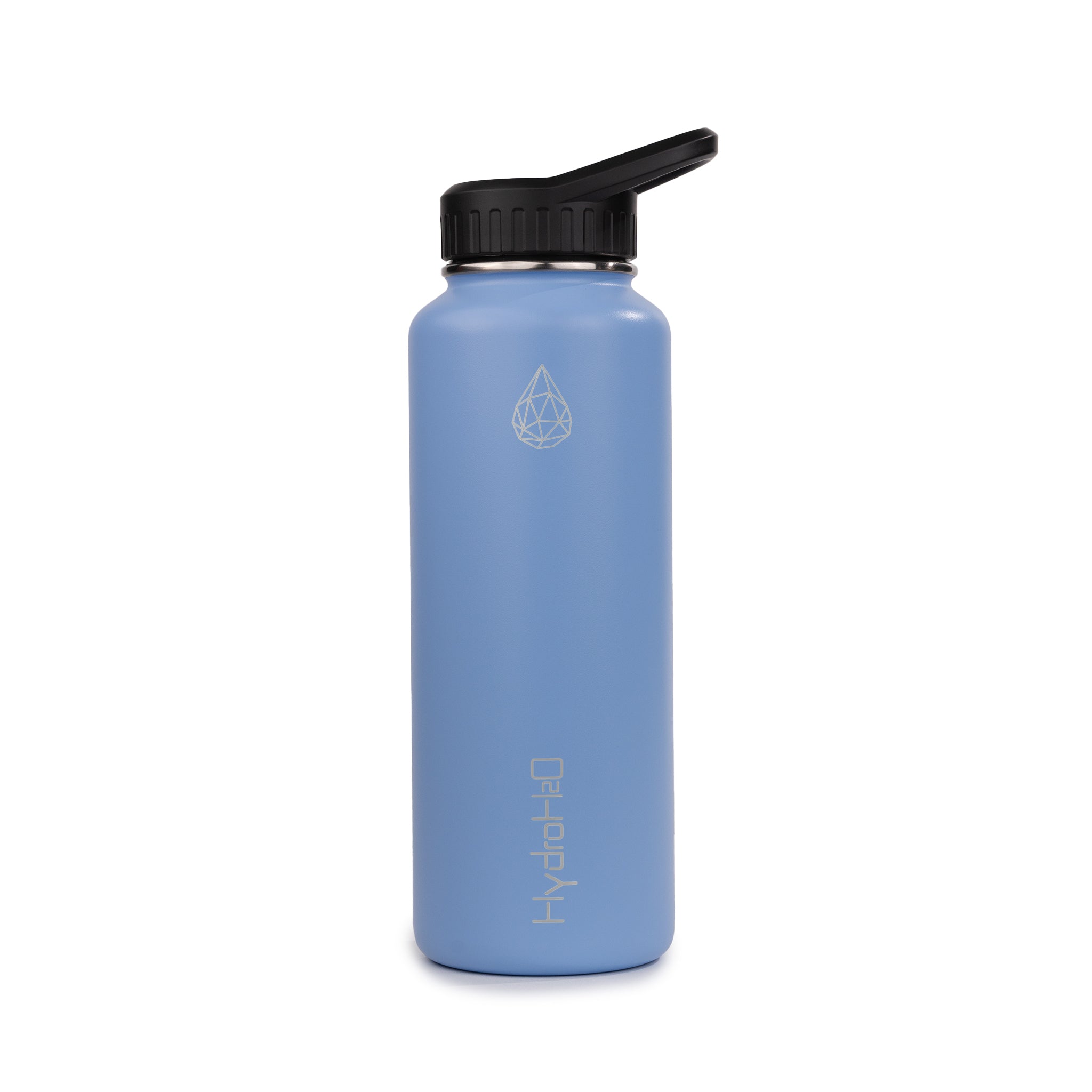 Gym 37oz - HydroH2o - Frozen Fjord - Front - Blue water bottle with black cap - metal water bottle - gym metal bottle