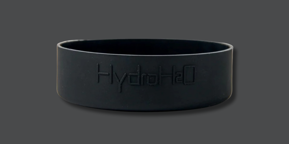 HydroH2O protective silicone boot in matte black, designed to prevent dents and improve bottle stability