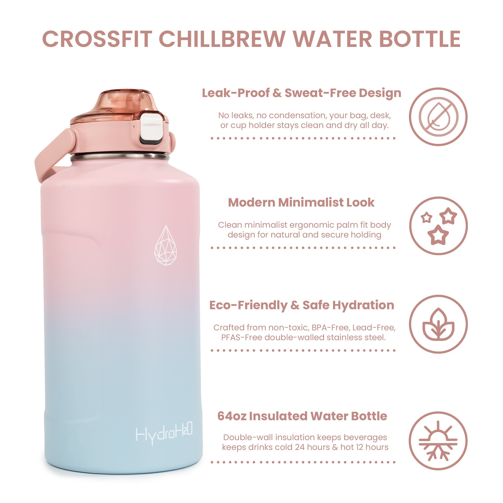 CrossFit ChillBrew 64oz Stainless Steel Insulated Water Jug - HydroH2o