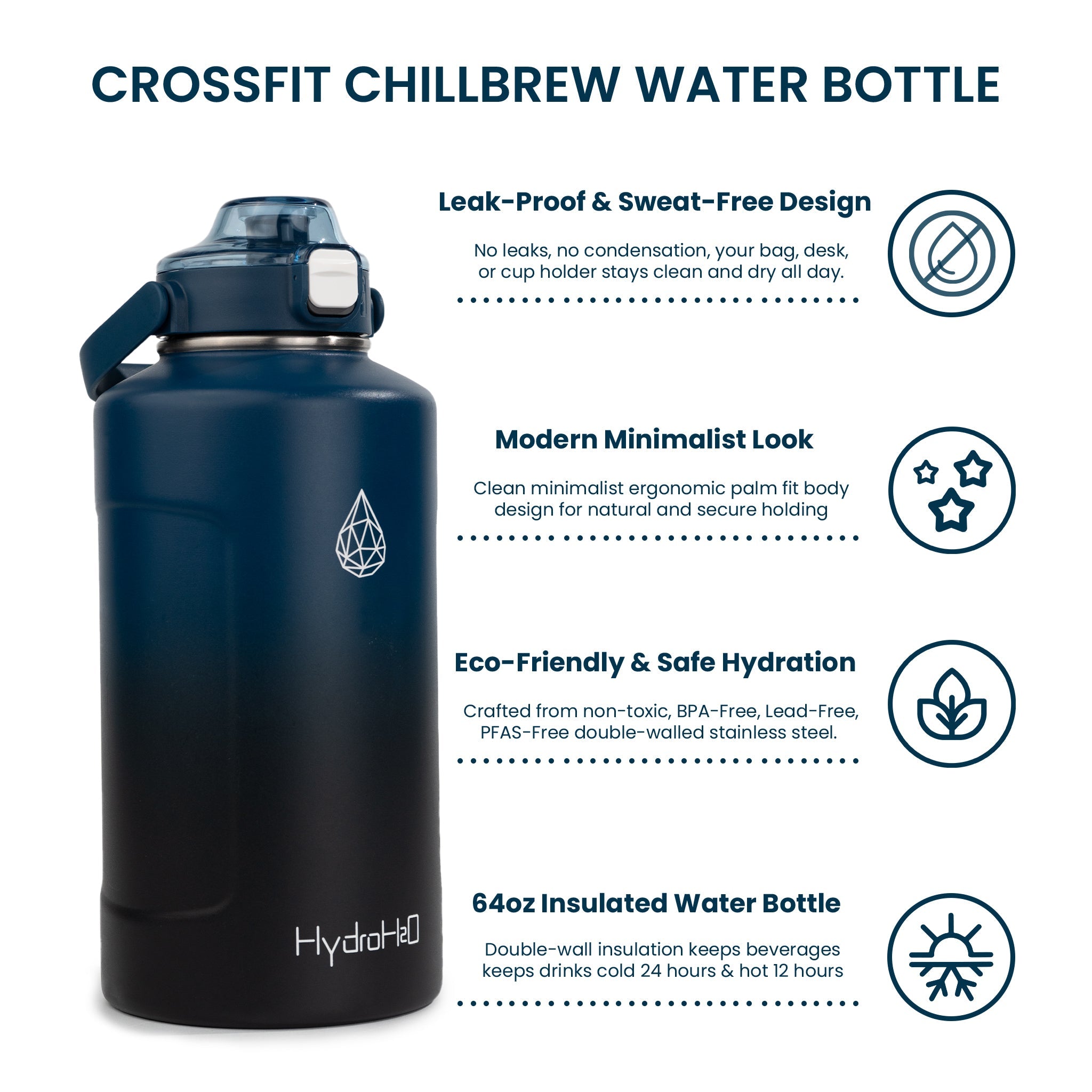CrossFit ChillBrew 64oz Stainless Steel Insulated Water Jug - HydroH2o