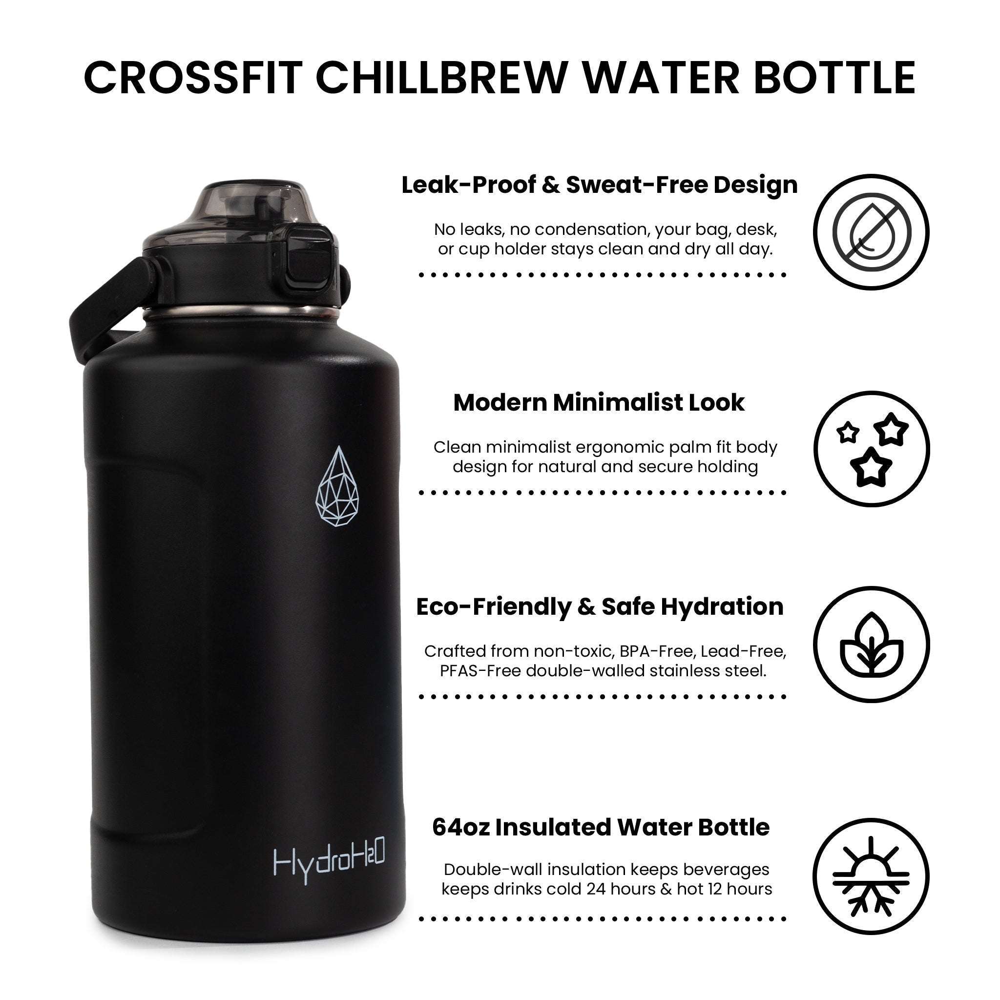 CrossFit ChillBrew 64oz Stainless Steel Insulated Water Jug - HydroH2o