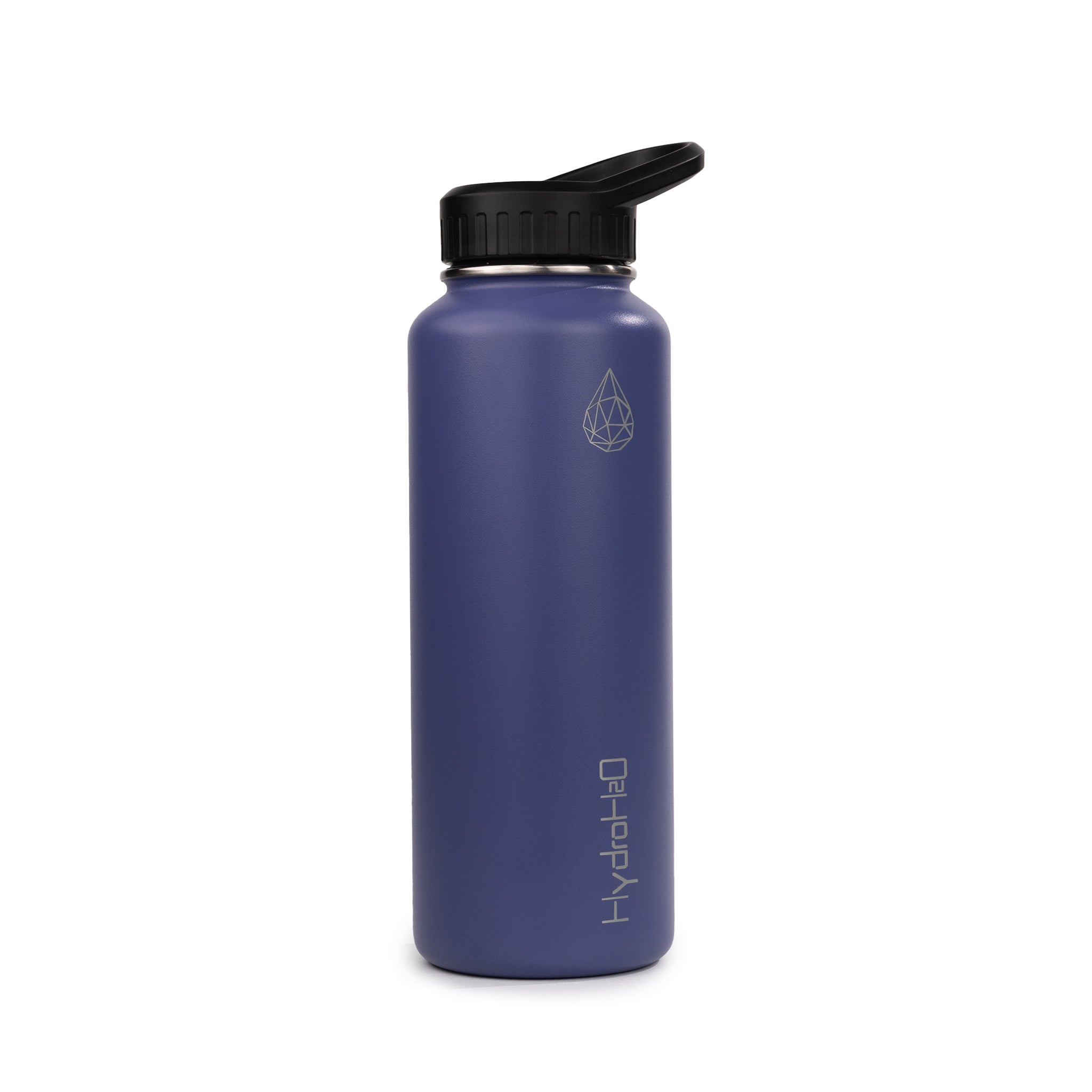 Gym 37oz - HydroH2o Twilight Purple - 3.4 View- Blue, Dark Blue, Purple, water bottle with black cap - gym metal water bottle