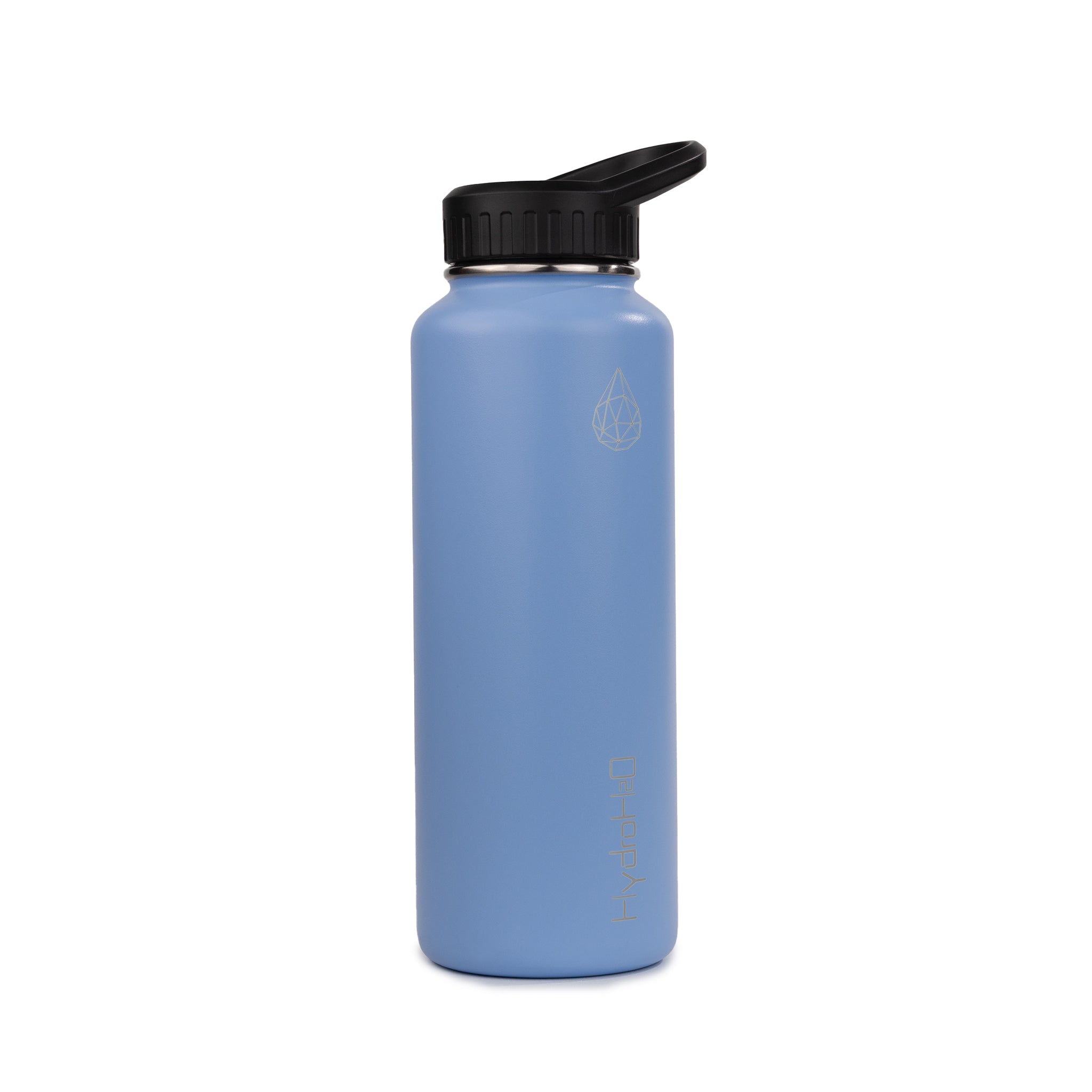 Gym 37oz - HydroH2o - Frozen Fjord - 3.4 View - Blue water bottle with black cap - metal water bottle - gym metal bottle