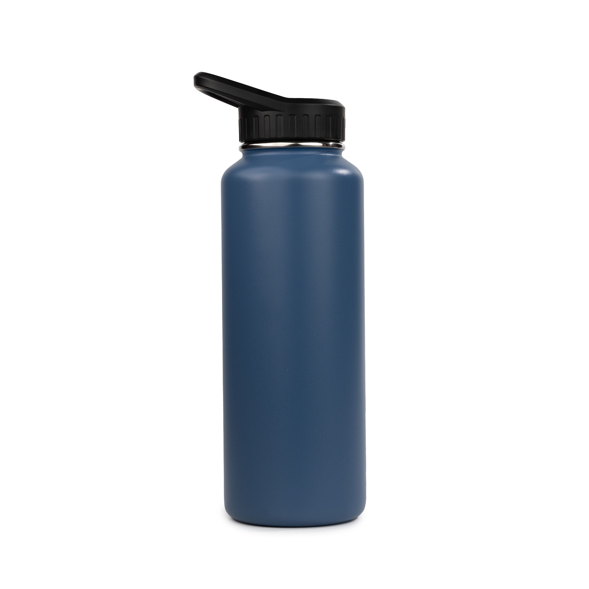 Gym 37oz - HydroH2o - Wild Wind - Back- Dark Blue water bottle with black cap - gym metal water bottle - Leak Proof