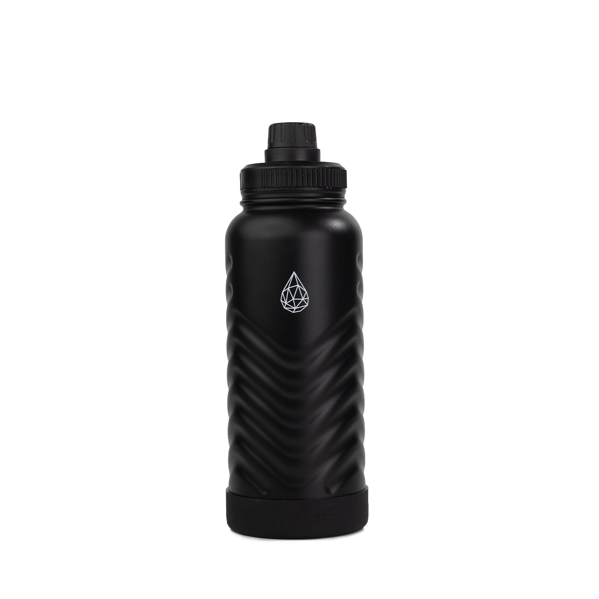 HydroH2O - Vital Flask 2.0 - Front - Black 25oz 32 oz water bottle with black spout - Durable Double-Walled Stainless Steel