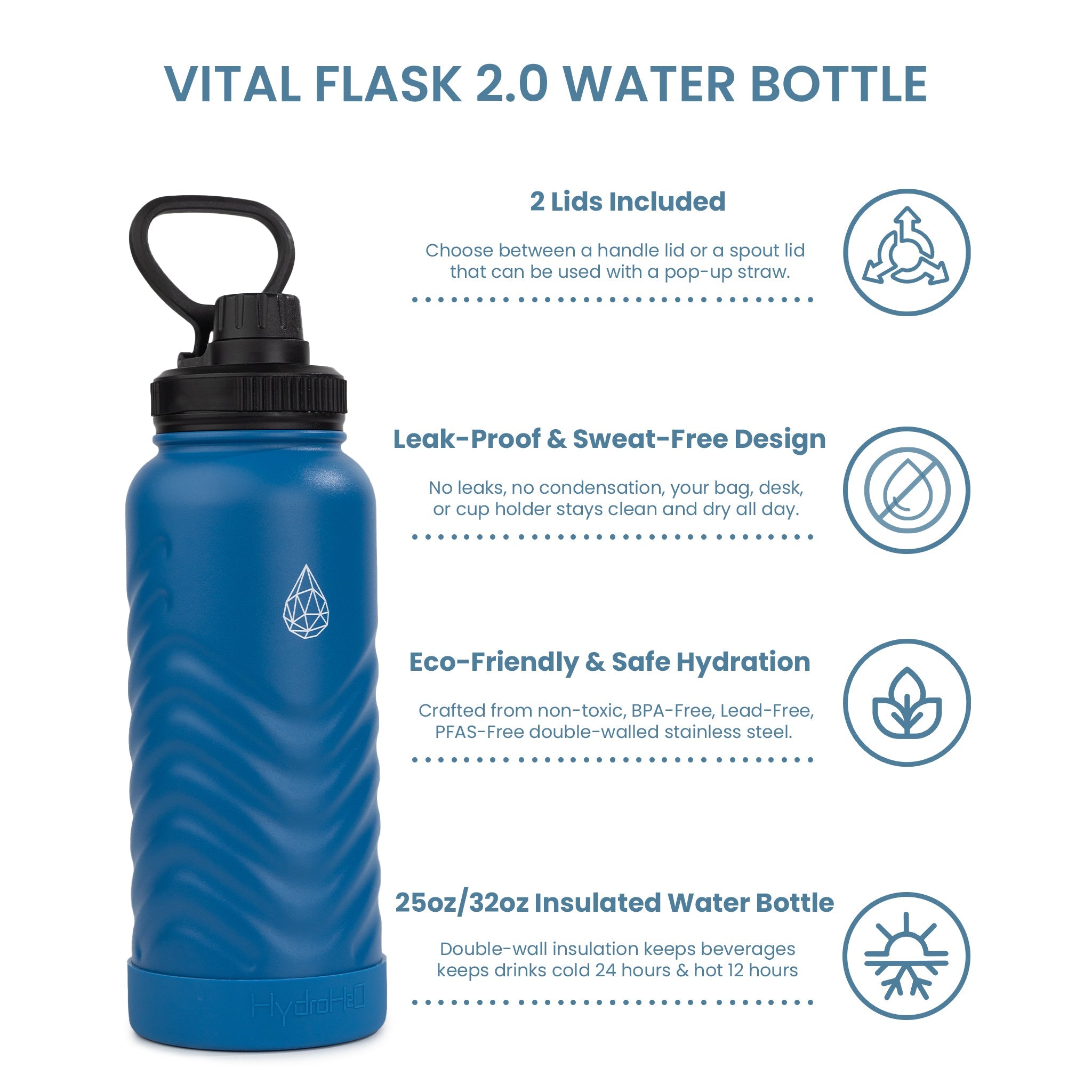Vital Flask 2.0 Stainless Steel Water Bottle - HydroH2o