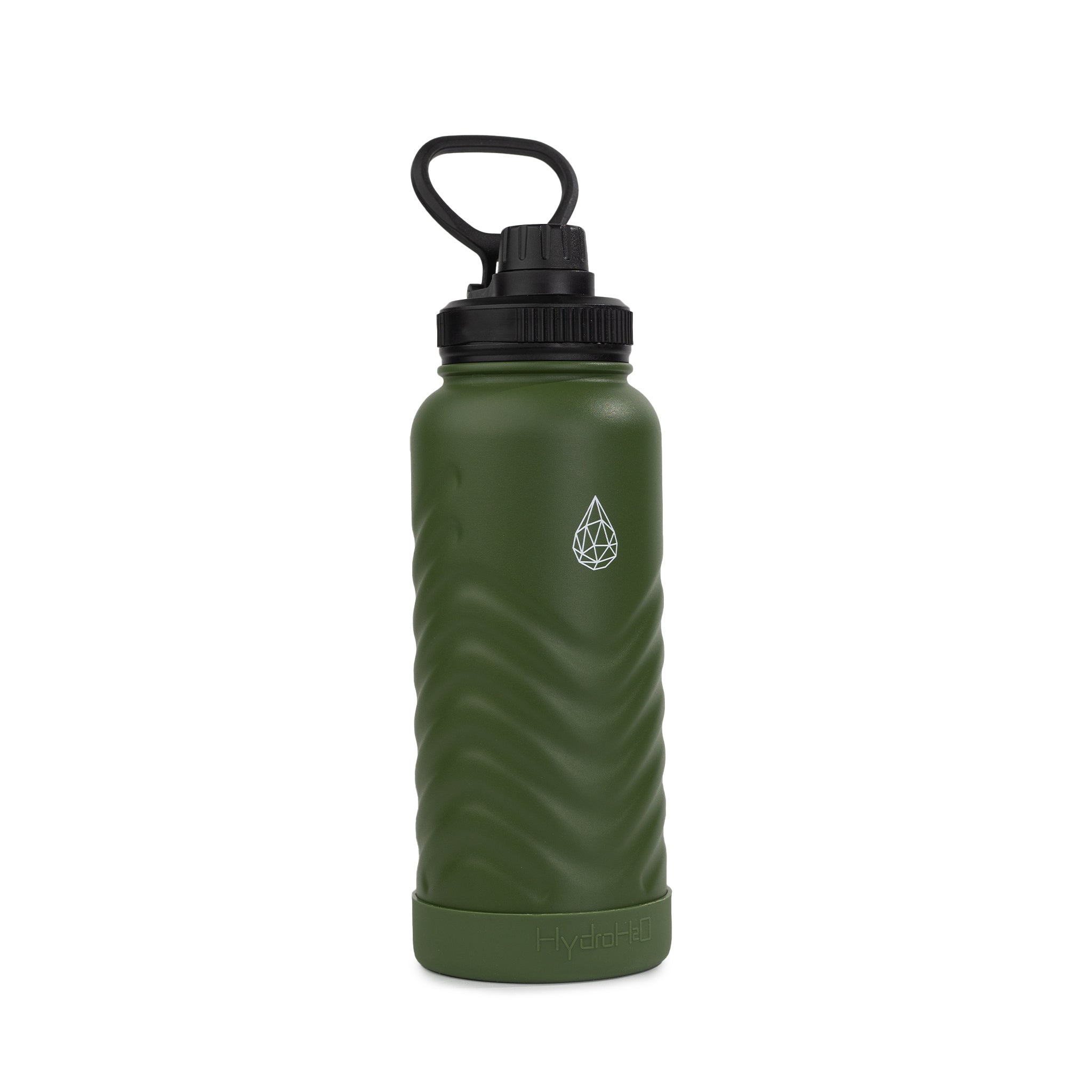 HydroH2O - Vital Flask 2.0 - 3.4 View - Blue 25oz 32 oz water bottle with black spout - Durable Double-Walled Stainless Steel