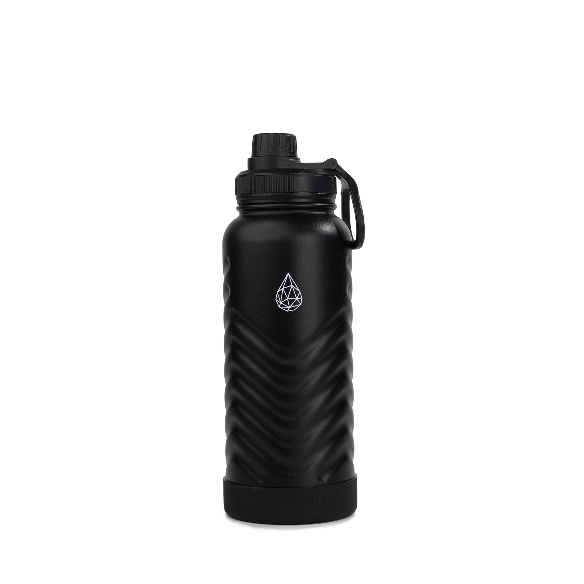 HydroH2O - Vital Flask 2.0 - Front - Black 25 oz water bottle with black spout - Durable Double-Walled Stainless Steel