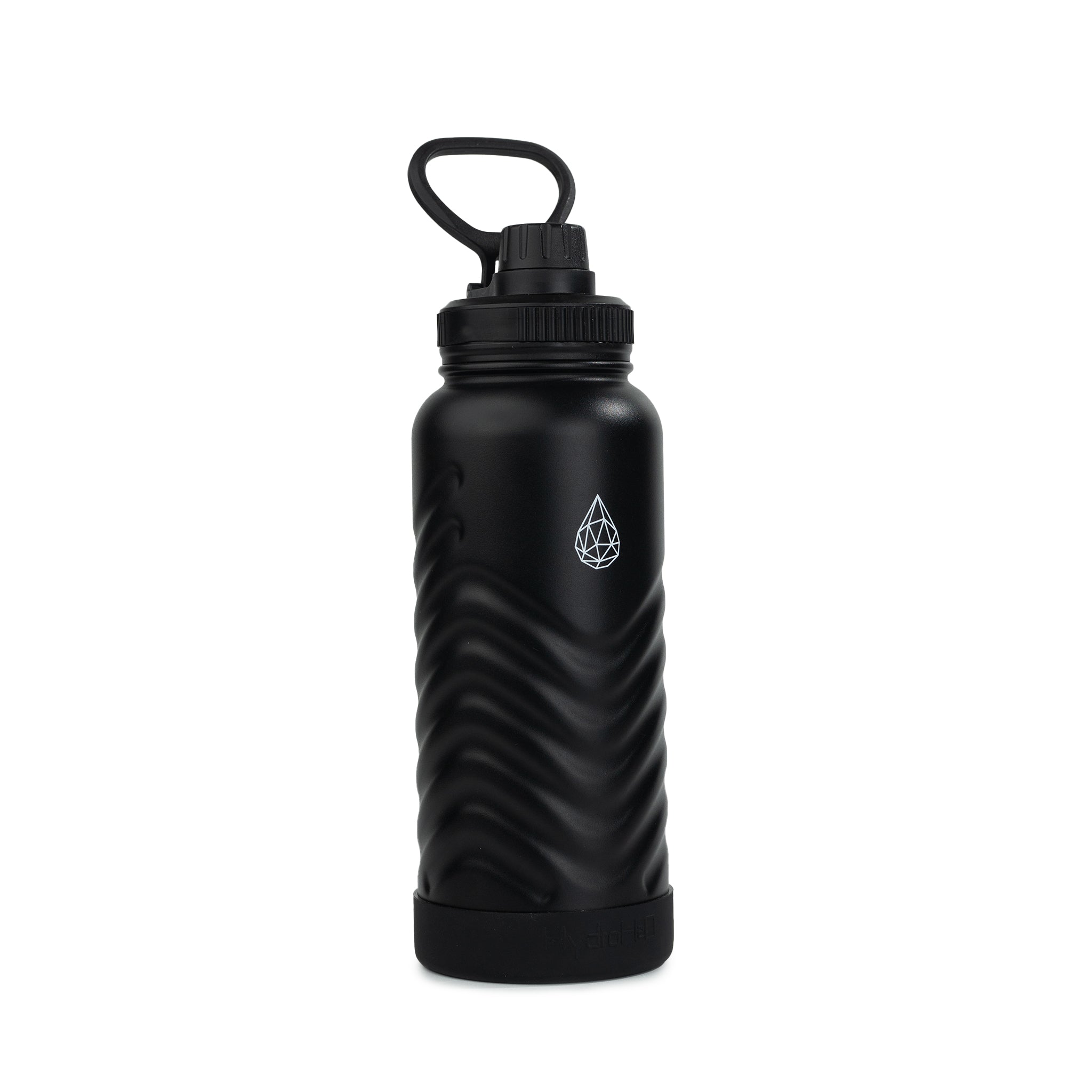 HydroH2O - Vital Flask 2.0 - 3.4 View - Black 25oz 32 oz water bottle with black spout - Durable Double-Walled Stainless Steel
