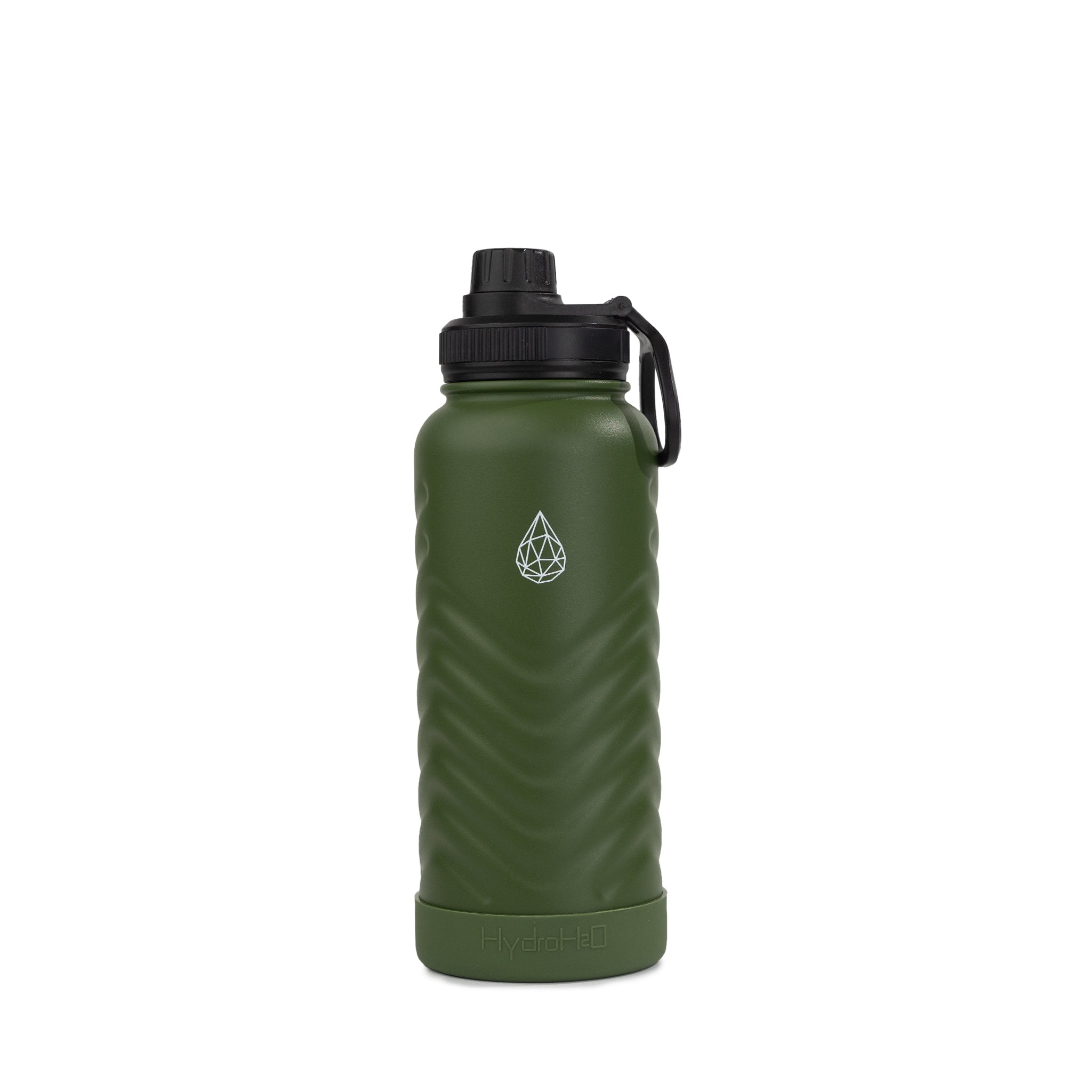 HydroH2O - Vital Flask 2.0 - Green- Front - Green 25 oz water bottle with black spout - Durable Double-Walled Stainless Steel