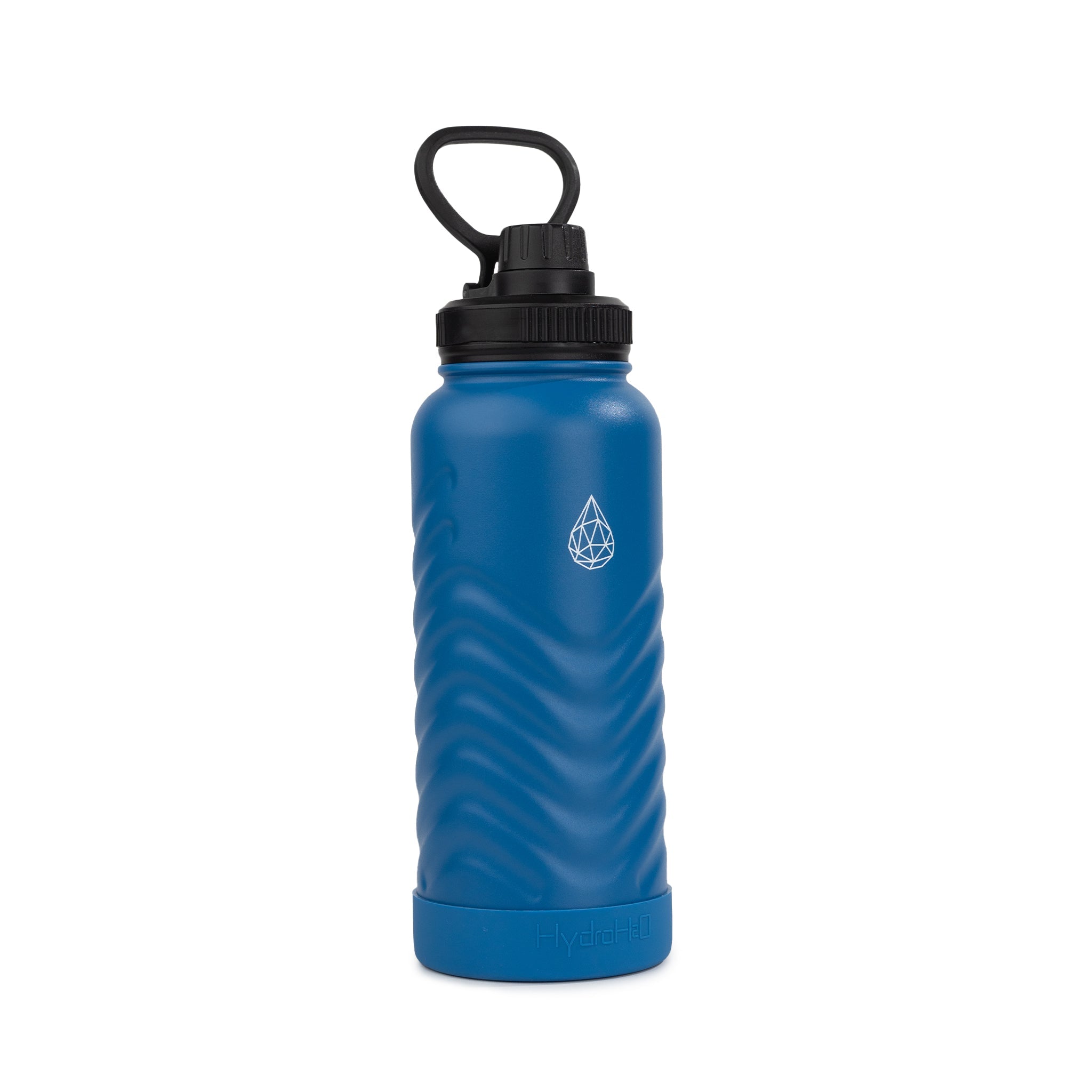 HydroH2O - Vital Flask 2.0 - 3.4 View - Blue 25oz 32 oz water bottle with black spout - Durable Double-Walled Stainless Steel