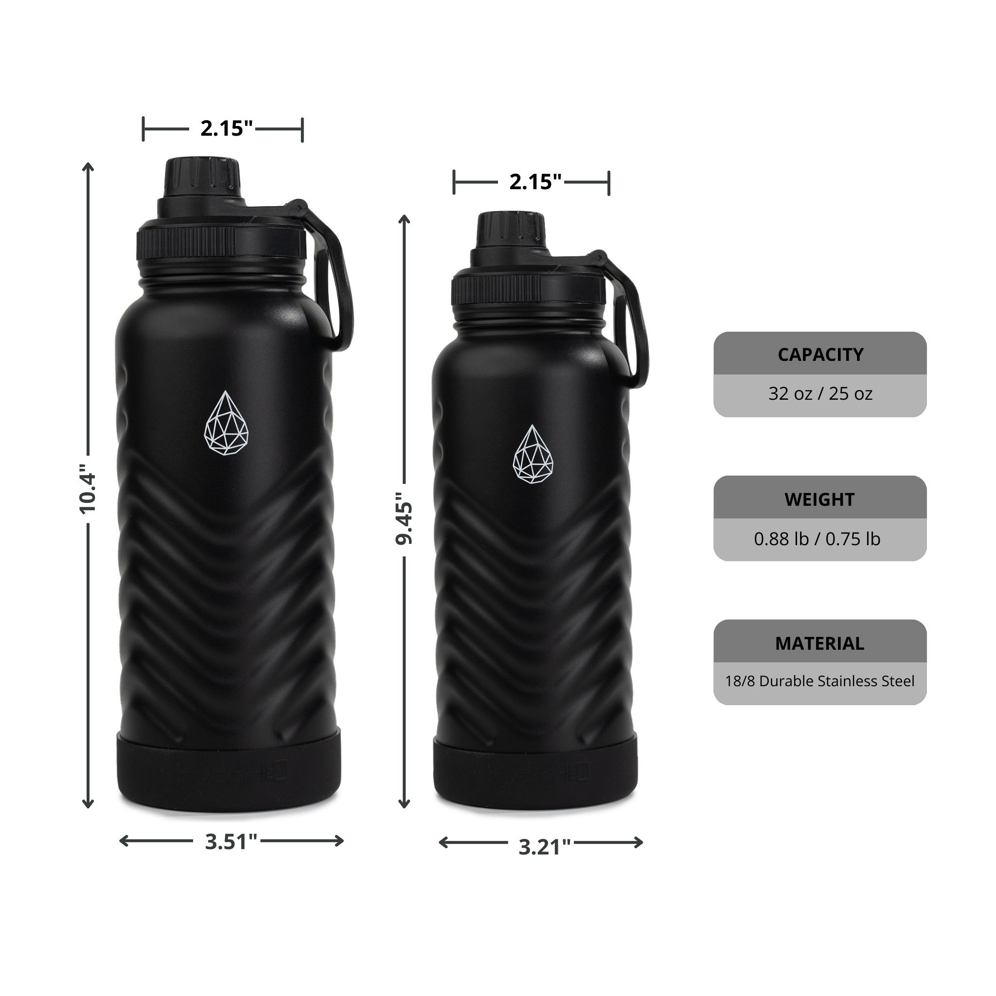 Vital Flask 2.0 Stainless Steel Water Bottle - HydroH2o