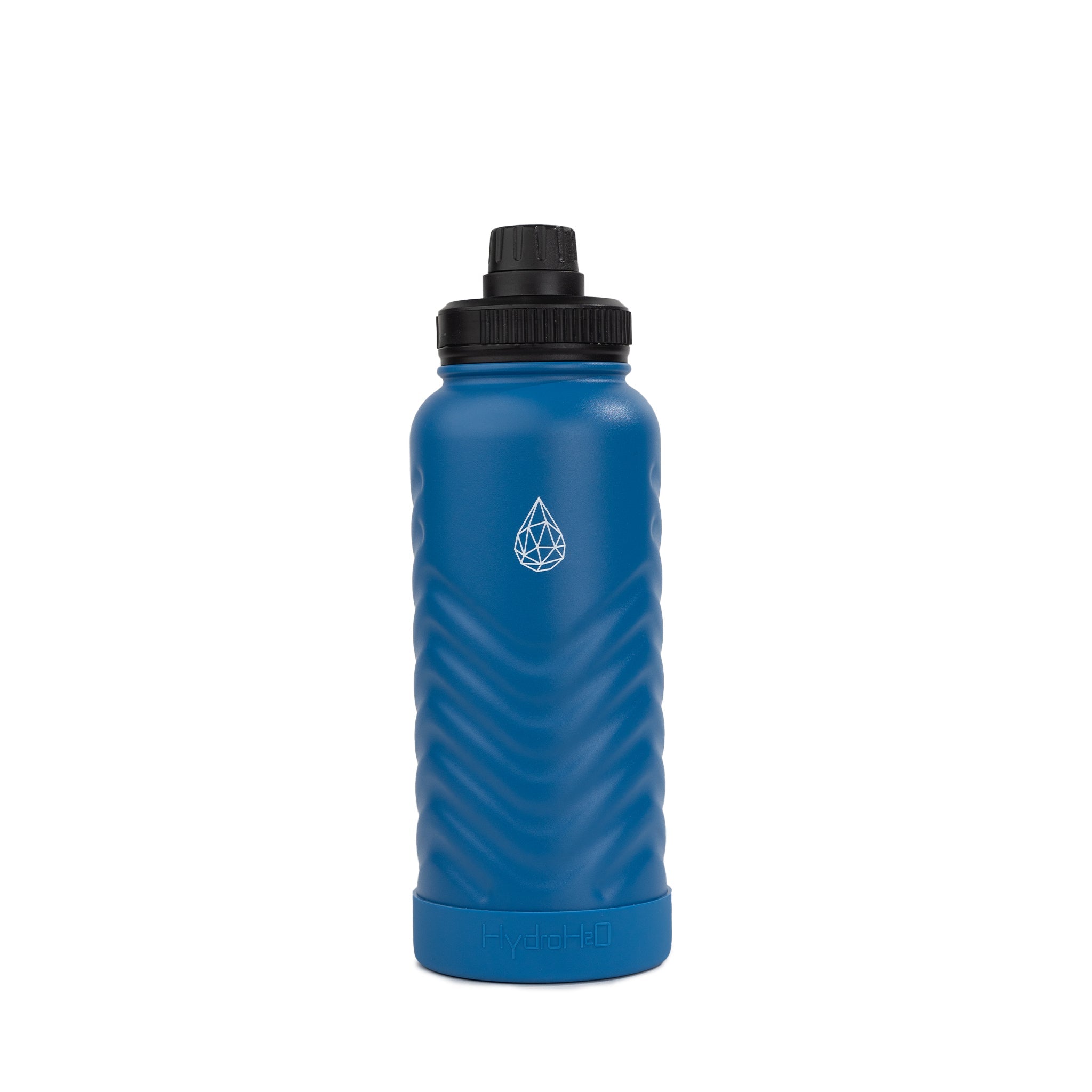 HydroH2O - Vital Flask 2.0 - Front - Blue 25oz 32 oz water bottle with black spout - Durable Double-Walled Stainless Steel
