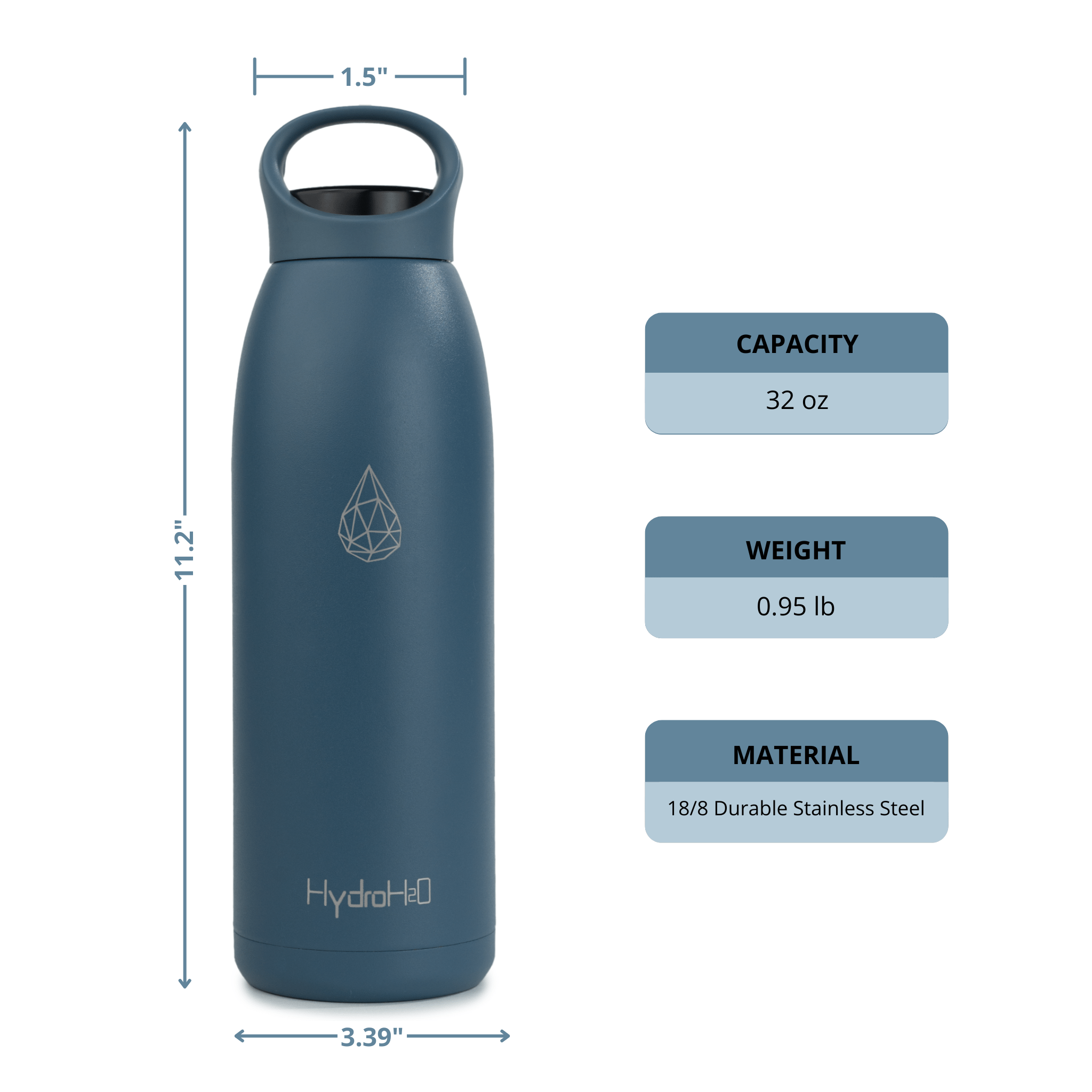 Yoga 32oz Stainless Steel Water Bottle - HydroH2o