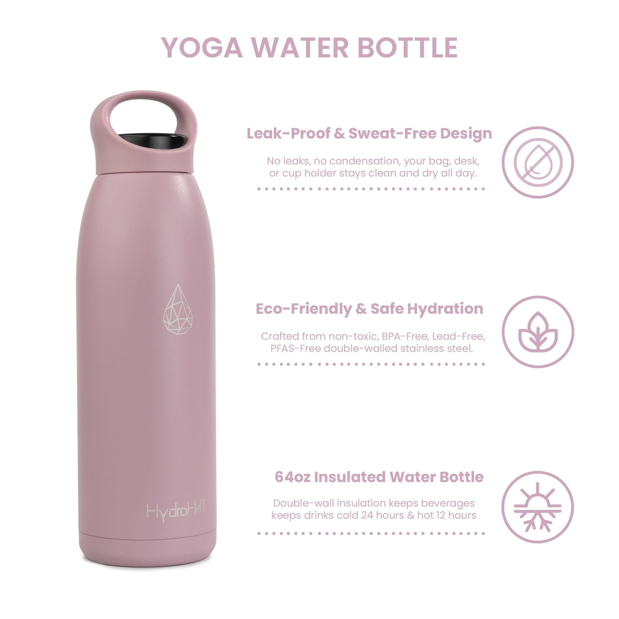 Yoga 32oz Stainless Steel Water Bottle - HydroH2o