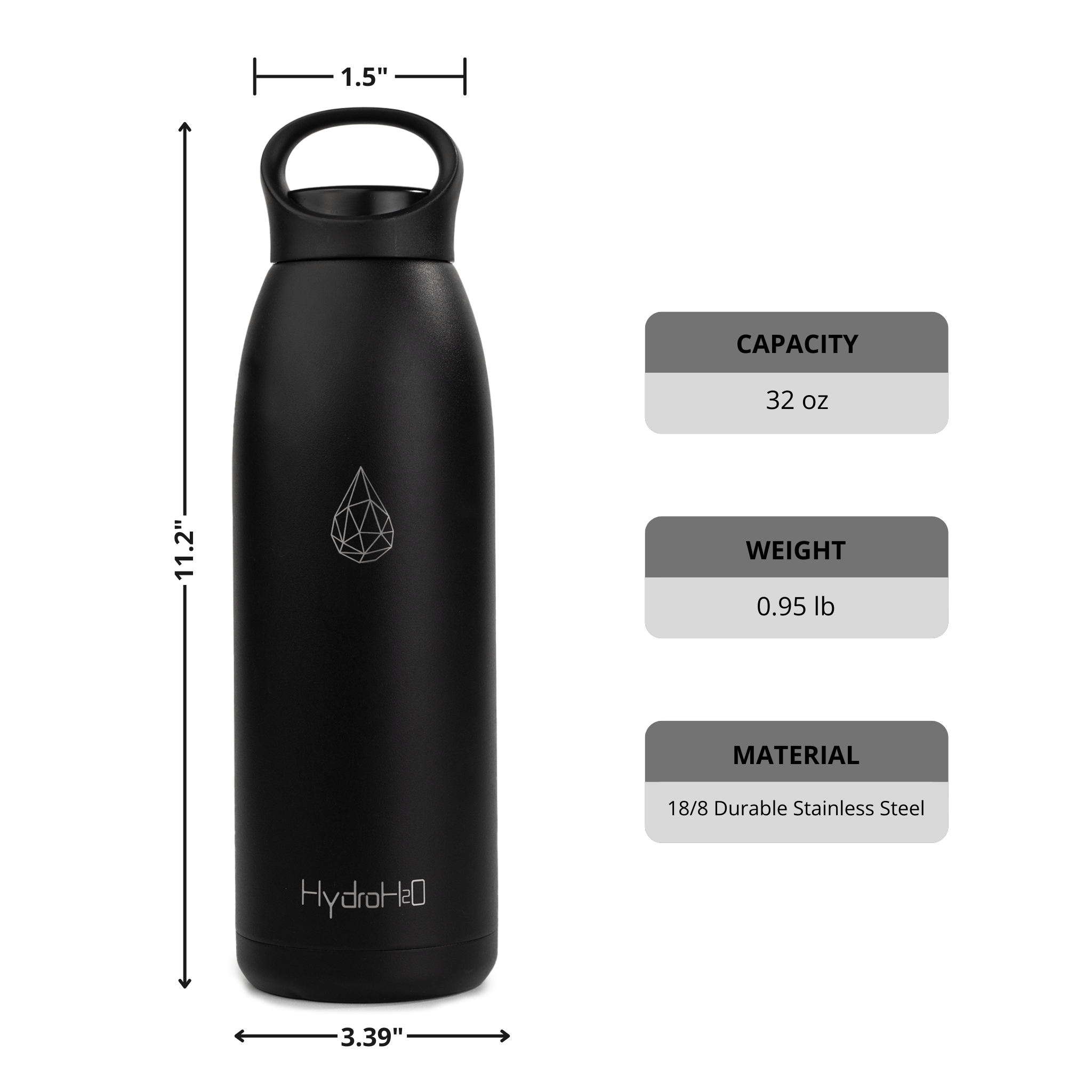 Yoga 32oz Stainless Steel Water Bottle - HydroH2o