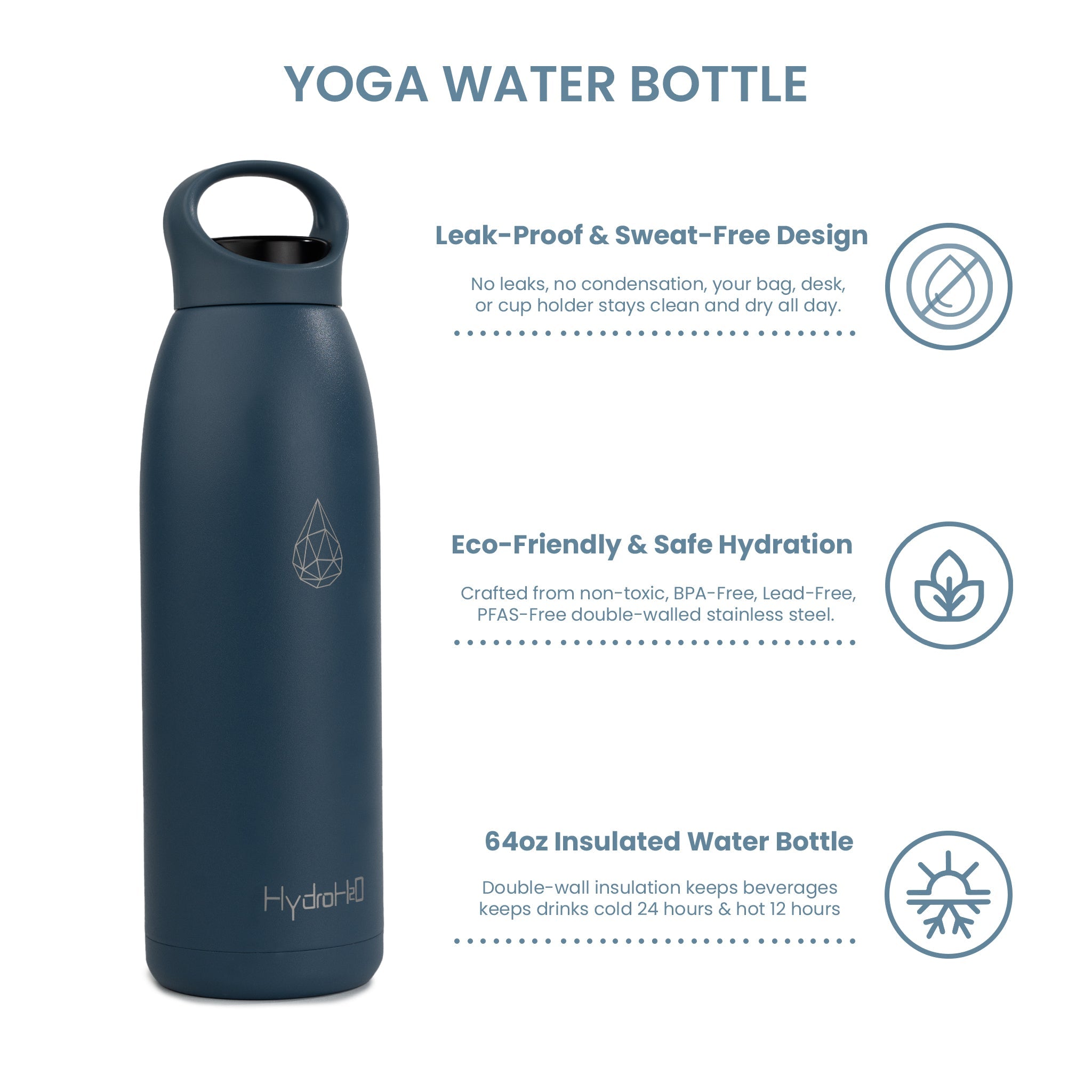 Yoga 32oz Stainless Steel Water Bottle - HydroH2o
