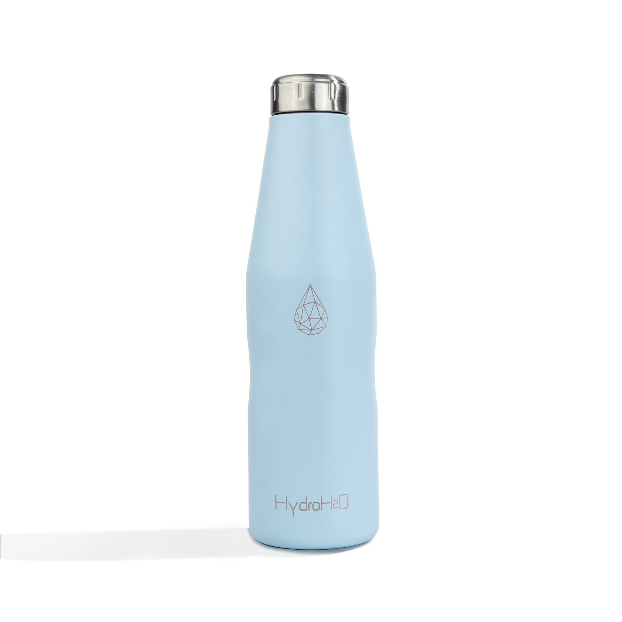 HydroH2O - Beach - Skyride - Front - Blue 25 oz water bottle with silver cap - Durable Double-Walled Stainless Steel