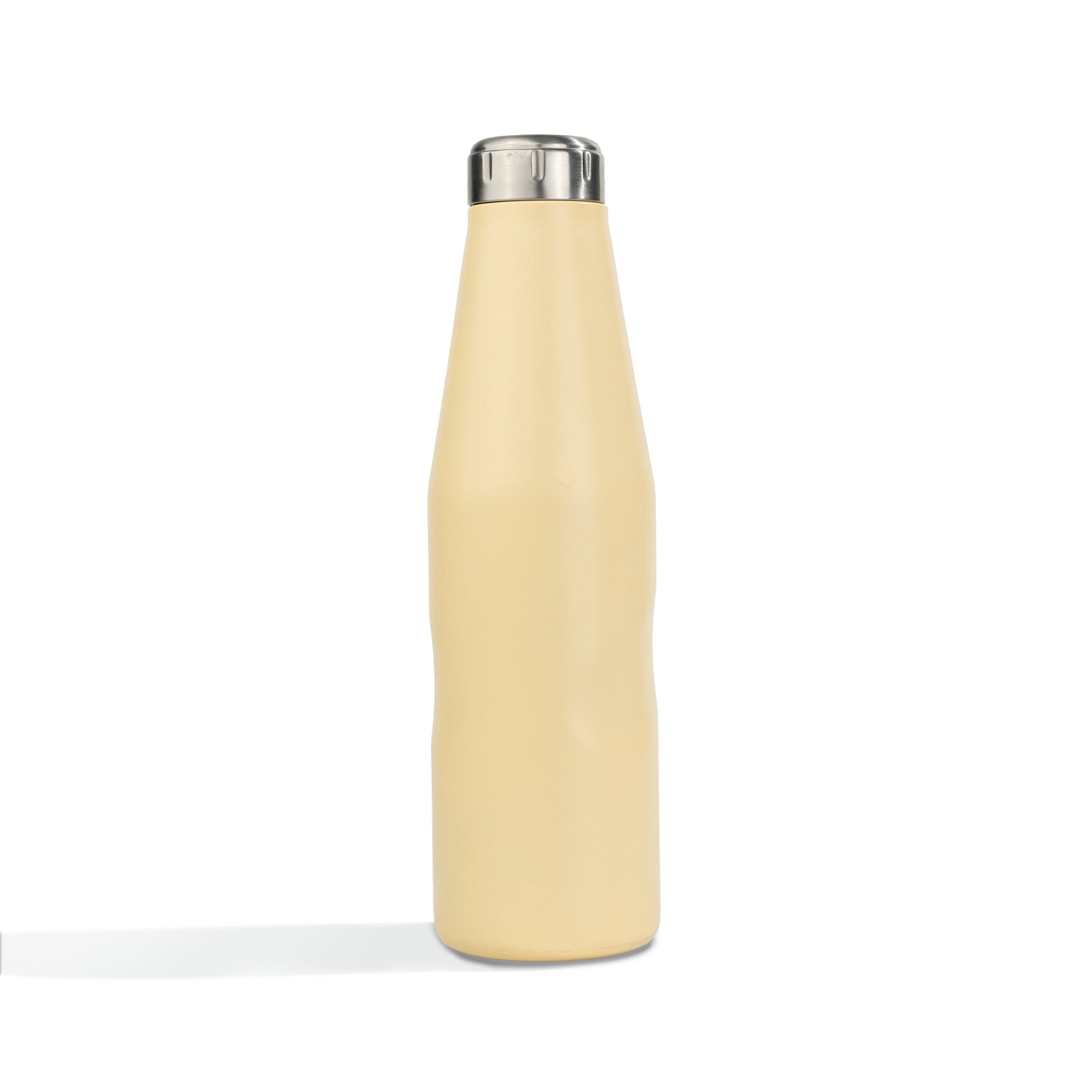 HydroH2O- Beach-VI - Chamomile - Back - Yellow 25oz water bottle with silver cap - Durable Double-Walled Stainless Steel