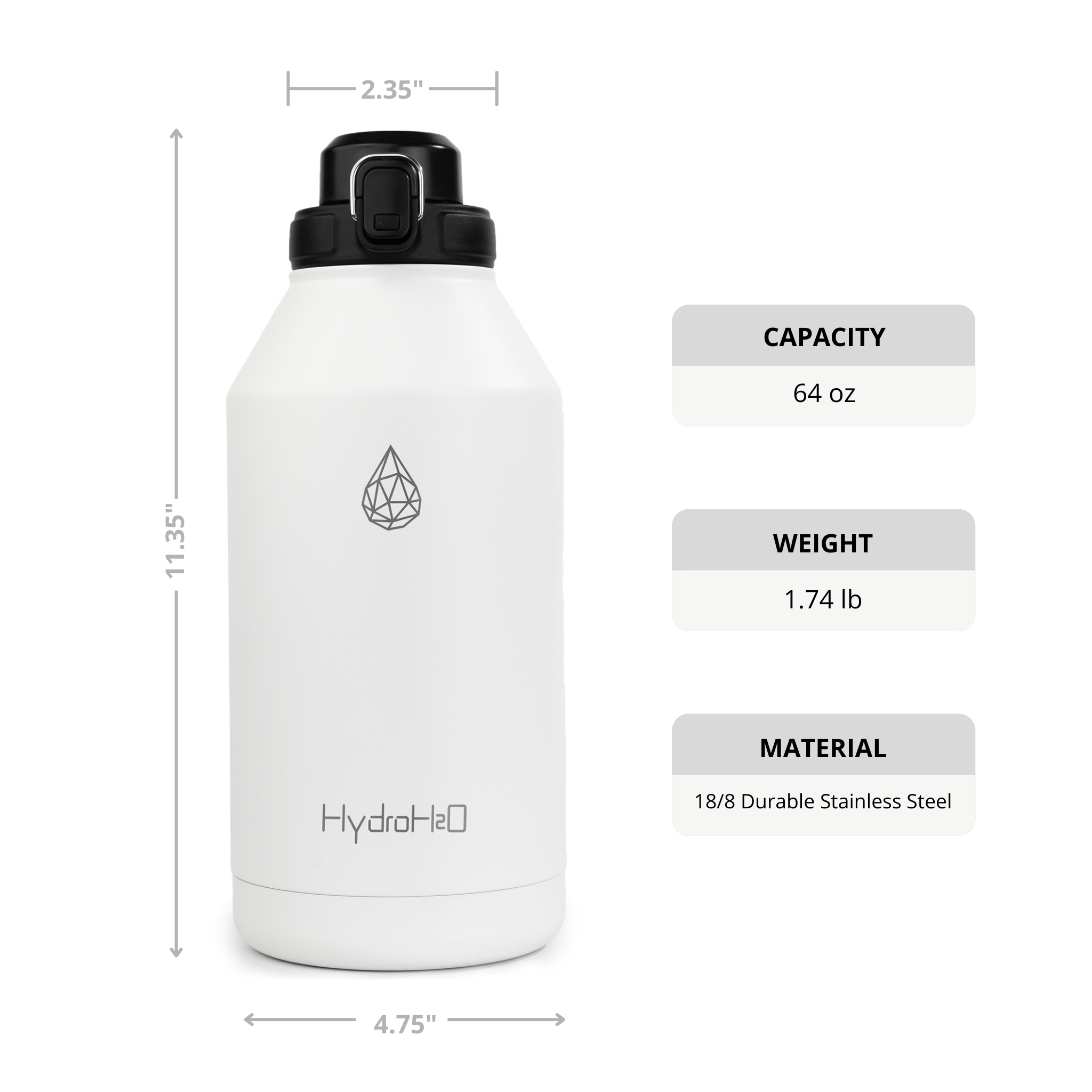 CrossFit Rugged 64oz Stainless Steel Insulated Water Jug - HydroH2o