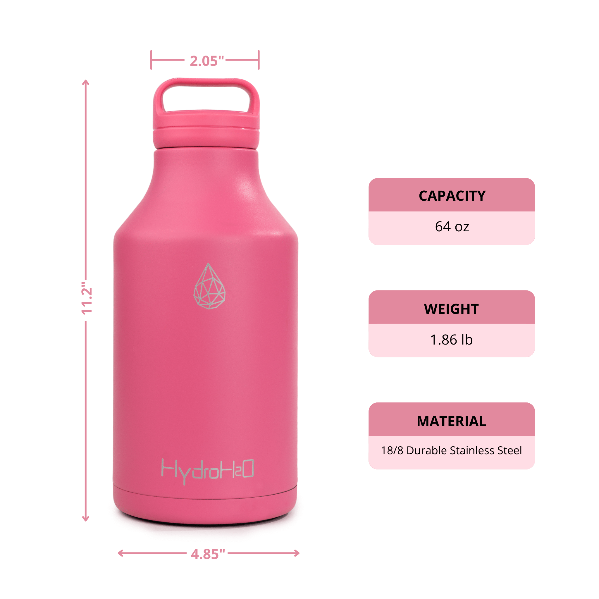 Gym - Marathon - Sugar Plum - Pink - HydroH2o - 64oz - Half Gallon