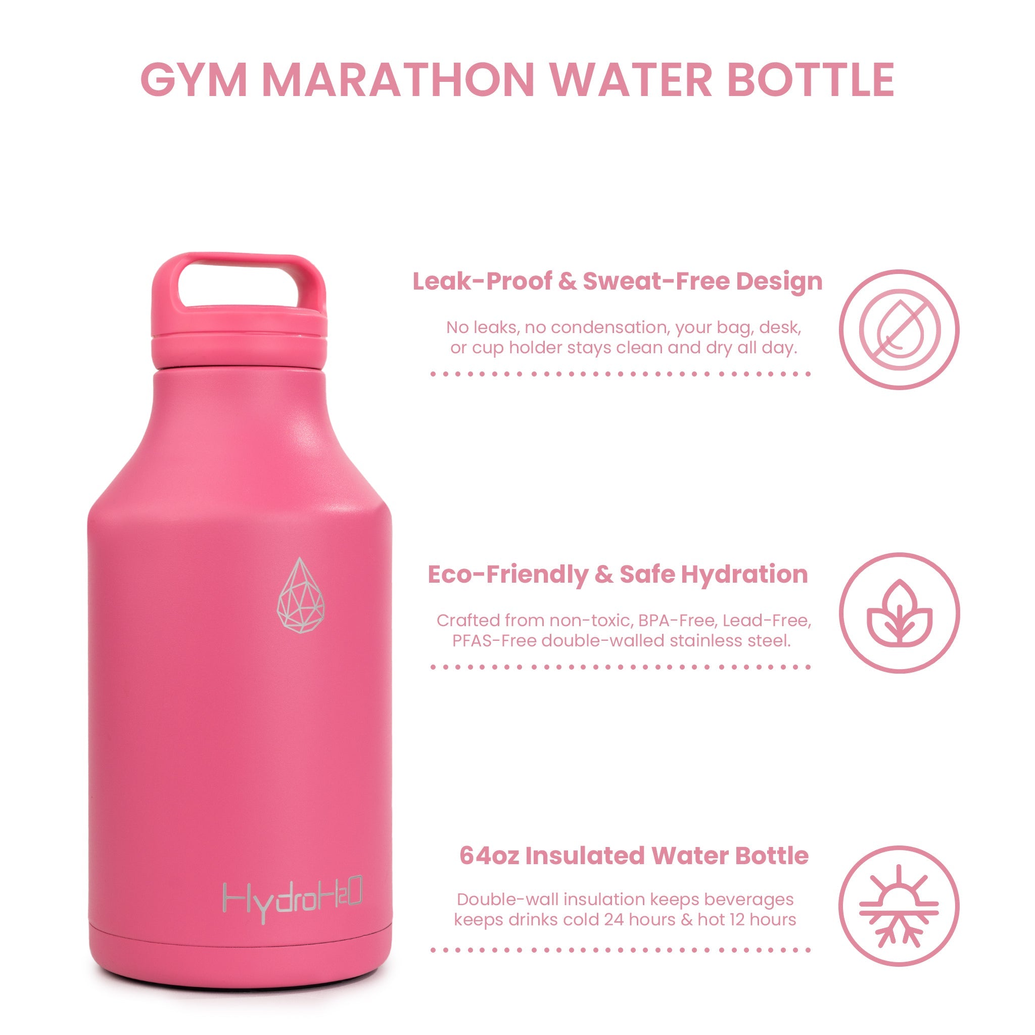Gym - Marathon - Sugar Plum - Pink - HydroH2o - 64oz - Half Gallon