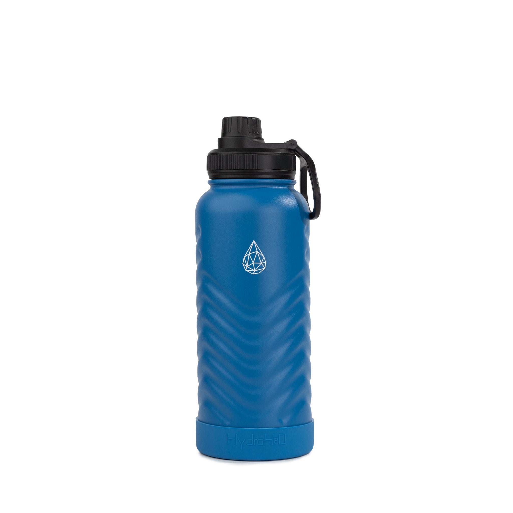 HydroH2O - Vital Flask 2.0 - Front - Blue 25 oz water bottle with black spout - Durable Double-Walled Stainless Steel