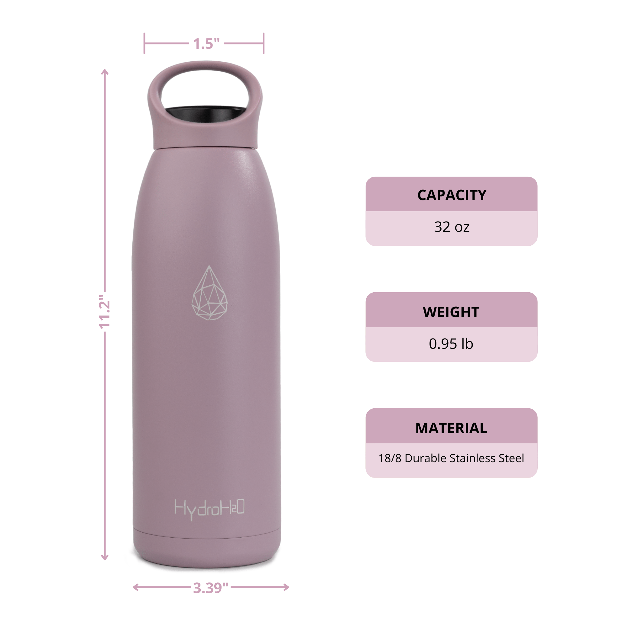 Yoga 32oz Stainless Steel Water Bottle - HydroH2o